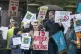 Protesters outside Sheffield Girls' School, as teachers at 2