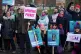 University of Birmingham staff join a picket line outside th