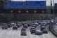 Queuing traffic on the M25 near Egham, Surrey