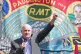 RMT general secretary, Mick Lynch speaking at a rally outsid