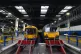 Empty platforms and stationary trains at Euston station in L