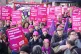 Protesters during a rally outside Kings Cross Station, Londo