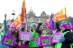 People gather at the Mound in central Edinburgh to highlight