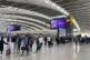 Passengers queuing to go through security in departures at T