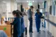 A general view of staff on a NHS hospital ward at Ealing Hos