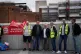 Members of the drivers' union Aslef on the picket line at Ne