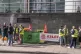 Members of the Aslef union on a picket line near to Leeds tr