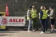 
Members of the Aslef union on a picket line near to Leeds 