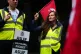 Members of the Aslef union on a picket line at Euston statio