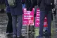People taking part in a rally outside the Scottish Parliamen