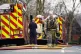 Fire engines on Seagrave Road in Fulham, west London, as fir