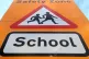 A general view of a school safety zone sign