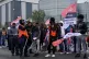 Amazon staff members on a GMB union picket line outside the 
