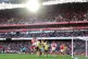 A general view of the action as the sun shines through a gap