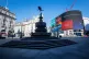 An empty Piccadilly Circus during rush hour
