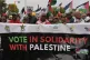 Pro-Palestinian supporters take part in a May Day protest ma