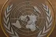 United Nations logo on show during the 77th UN General Assem