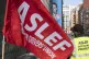 Members of the Aslef union on a picket line near to Leeds tr