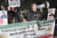 Protesters take part in a demonstration outside the Iranian 