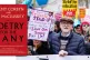 Former Labour party leader Jeremy Corbyn joins members of th