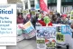 NHS SAVIOURS: Unite the union members protest outside the De