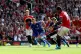 Marcus Rashford scores from the penalty spot against Leicest