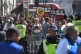 Members of Stand Up To Racism counter a demonstration by the