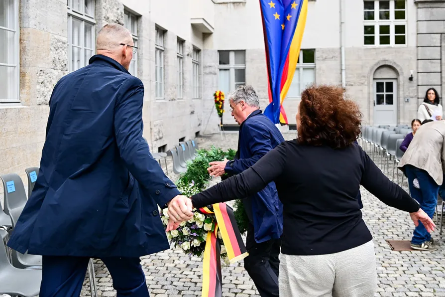 Descendant of Nazi opponent slams far-right party’s wreath at Hitler plot memorial event